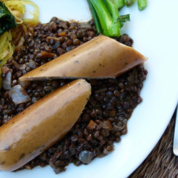 Smoky Braised Lentils with (or without) Turkey Sausages