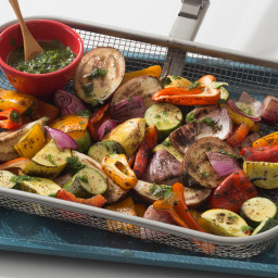 Smoky Grilled Vegetables with Cilantro-Mint Drizzle
