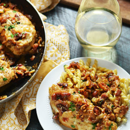 Smothered Bacon Asiago Wine Chicken