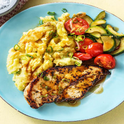 So Delizioso Chicken Cutlets with Cheesy Mashed Potatoes and Tomato Zucchin