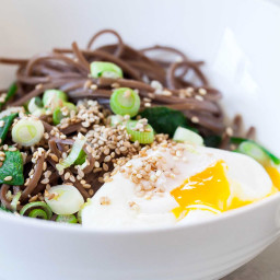Soba Noodle Bowls with Spinach and Poached Eggs