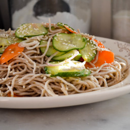 Soba Noodle Salad with Carrots and Cucumbers