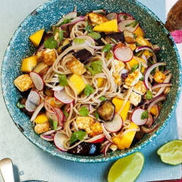 Soba noodles with aubergine and mango