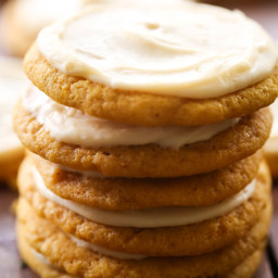 Soft Pumpkin Sugar Cookies with Caramel Cream Cheese Frosting