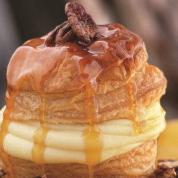 Soufflé of Puff Pastry with Orange-Scented Pastry Cream, Candied Pecans, an