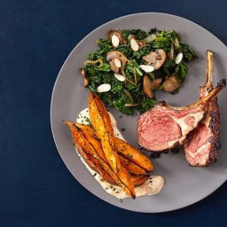 Sour Cherry-Glazed Lamb Chops with Roasted Sweet Potatoes & Calabrian C