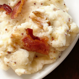 Sour Cream Mashed Potatoes With Roasted Garlic, Dijon Mustard and Bacon