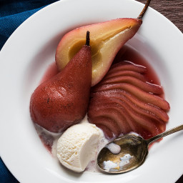 Sous-Vide Red Wine-Poached Pears
