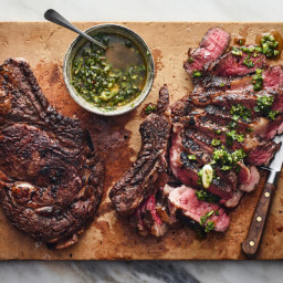 Sous-Vide Rib Steaks With Spicy Salsa Verde