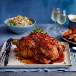 Southern-style maple roast chicken with sweet potatoes & winter slaw