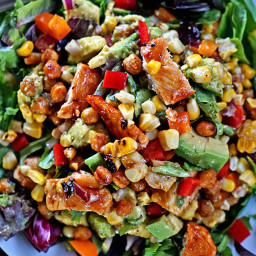 Southwest BBQ Chicken Salad with Apricots, Avocado and Grilled Corn