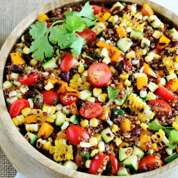 Southwestern Red Quinoa Salad with Grilled Summer Veggies