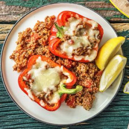 Southwestern Stuffed Peppers with Ground Beef, Quinoa, and Monterey Jack Ch
