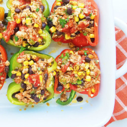 Southwestern Turkey Stuffed Peppers with Quinoa