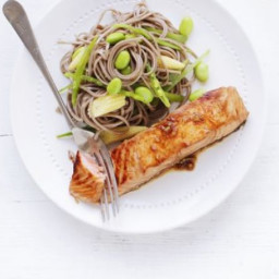 Soy and ginger salmon with soba noodles