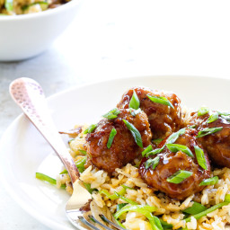 Soy-Ginger Meatballs with Fried Rice