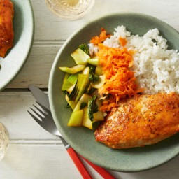 Soy-Glazed Chicken with Sesame Carrots & Rice
