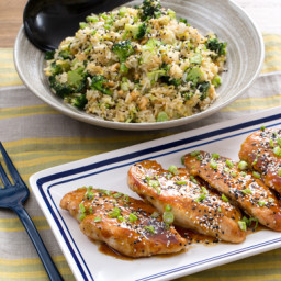Soy-Glazed Chickenwith Broccoli, Cashew and Sesame Fried Rice