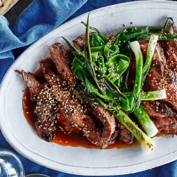 Soy Sauce–Marinated Grilled Flank Steak and Scallions