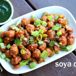 soya chilli recipe | soyabean chilly | chilli soya chunks | chilli soya