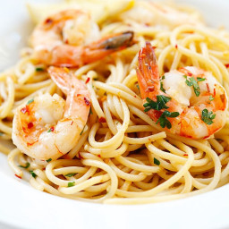 Spaghetti Aglio e Olio with Shrimp