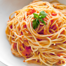 Spaghetti and bottled pasta sauce
