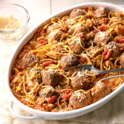 Spaghetti and Meatball Skillet Supper