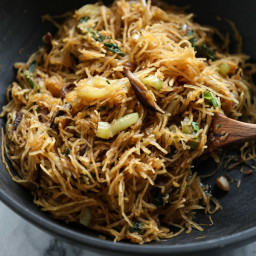 Spaghetti Squash Chow Mein with Shitakes and Bok Choy (Gluten-Free)