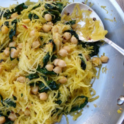 Spaghetti Squash with Kale and Chickpeas