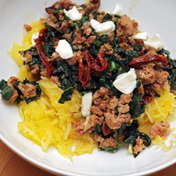 Spaghetti Squash with Sausage, Kale, and Sun-dried Tomatoes Recipe