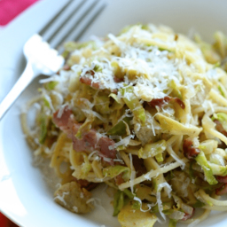 Spaghetti with Bacon, Brussels Sprouts and Artichokes {oh yeah!}