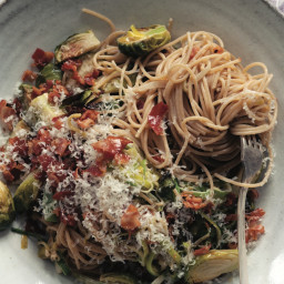 Spaghetti With Brussels Sprouts And Pancetta Cream
