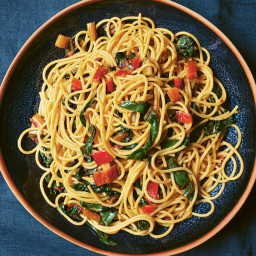 Spaghetti With Chard, Chilli and Anchovies