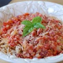 Turkey Spaghetti with Sauce over Noodles
