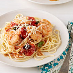 Spaghetti with Shrimp and Roasted Tomato-Basil Sauce