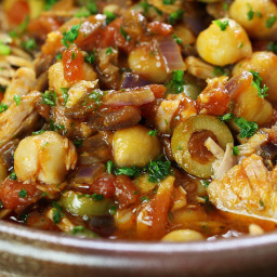 Spanish braised chickpeas with tuna and olives