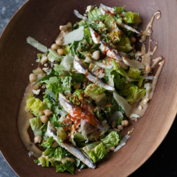 Spanish Caesar Salad with Marcona Almonds and White Anchovies