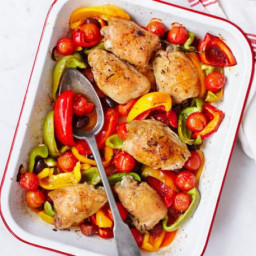 Spanish chicken traybake with chorizo and peppers