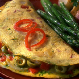 Spanish Omelet with Olives & Red Pepper