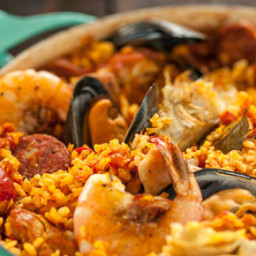 Spanish Paella with Chorizo, Chicken and Shrimp