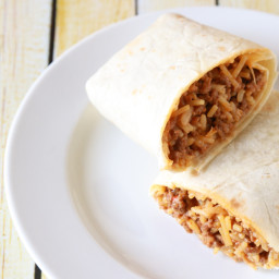 Spanish Rice and Beef Burritos