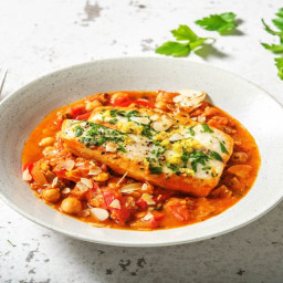 Spanish Style Fish Stew with Chickpeas and Red Pepper