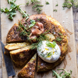 Spanish Tortilla with Burrata and Herbs