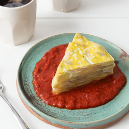 Spanish Tortilla with Red Bell Pepper Sauce
