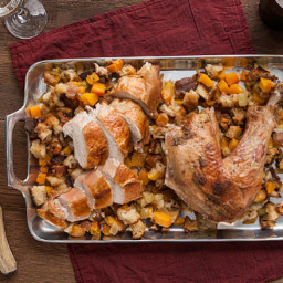 Spatchcocked Turkey with Butternut Squash Stuffing