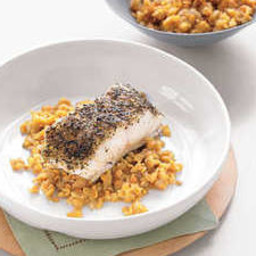 Spice-Baked Sea Bass and Red Lentils