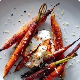 Spice-Crusted Carrots with Harissa Yogurt