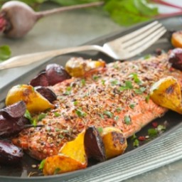 Spice-Crusted Roast Salmon with Ginger Beets