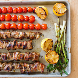 Spice-Grilled Pork Skewers with Grilled Tomato Relish