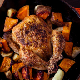 Spice Roasted Cornish Hens with Sweet Potatoes